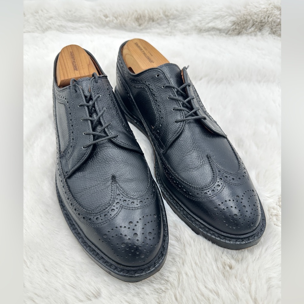 Brooks Brothers Black Oxford Brogues Dress Shoes 9.5 Classic Leather